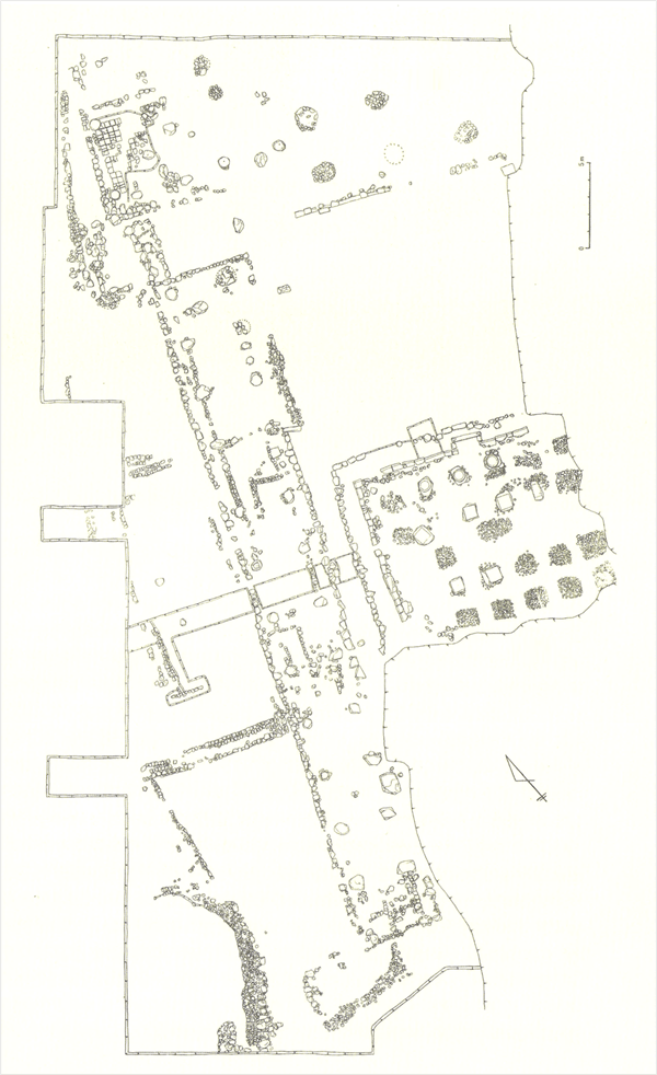 Схема раскопок на месте храма Хындокса (Музей Университета Чхончжу, источник: Отчет о раскопках храма Хындокса в Чхончжу, 2000 г.)